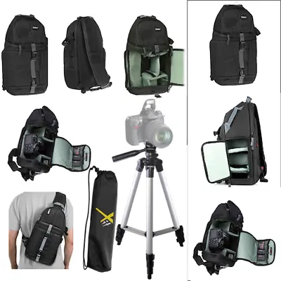 Sling Backpack Case + 50  Pro Tripod For Canon Eos Rebel T7 T7i T6 Xs Xt Xti T3 • $59.35