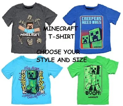 NEW Minecraft Little Boys Short Sleeve Graphic T-Shirt Tee (Choose Size 4-7) • $12.99