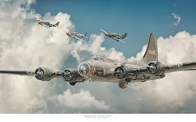  Memphis Belle And Little Friends  B-17 And P-51 Mustangs - Art Print - Signed • $47.55