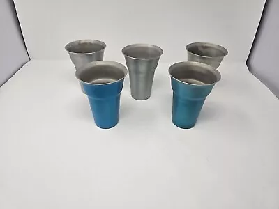 5 Piece Lot- Anodized Aluminum Tumblers Drinking Glasses Vintage Retro Metal Cup • $22.49