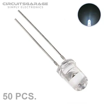 50 X 5mm Ultra Bright Water Clear White LED Light Emitting Diode Bulb - USA • $7.09