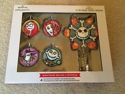 NEW Hallmark Nightmare Before Christmas Set Of 4 Mini Ornaments + Tree Topper • $13.33