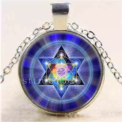 $1.85 • Buy Sacred Geometry Photo Cabochon Glass Tibet Silver Chain Pendant Necklace