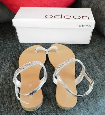 Odeon Footwear Ladies Womens Shoe Sandles Flip Flopps Size 5 UK Silver Nice • £17
