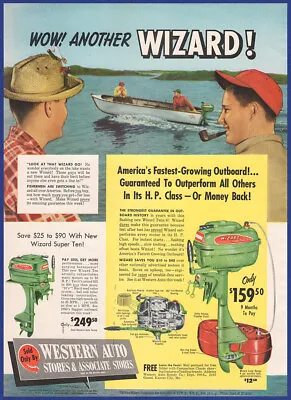 Vintage 1950 WIZARD Twin 6 Super 10 Outboard Motors Boating 50's Print Ad • $14.96