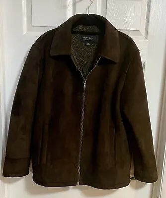 Axcess Men Claiborne Company Coat Jacket Size LARGE Faux Brown Suede /Sherpa • $16.99