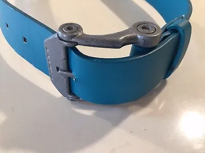 Oakley Vintage Metal Buckle Blue White Golf Belt Sz 36 H2 • $44.95