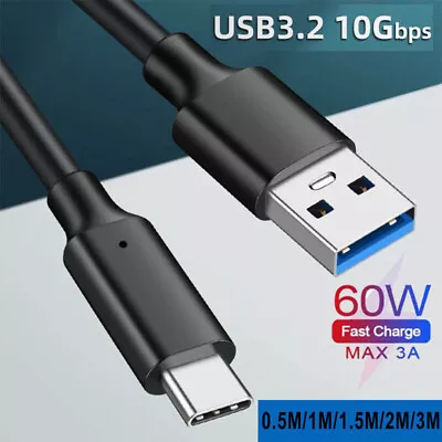 USB A To USB C Data Cable Type C SuperSpeed Sync Fast Charging Charger Cord 60W • $7.99