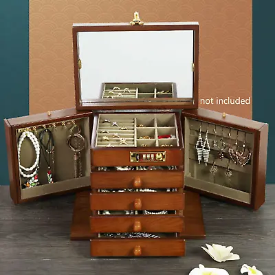 5 Layers Vintage Large Jewelry Organizer Wooden Storage Box Case With 4 Drawers • $85