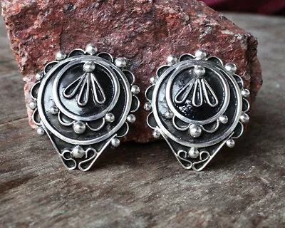 NAVAJO-STERLING SILVER OXIDIZED POST EARRINGS By LORENA NEZ - NATIVE AMERICAN • $118