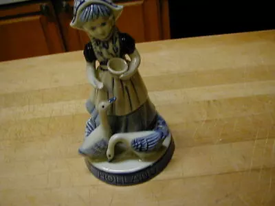 Vintage Delft Item 509 Blue Hand Painted 6-1/8  Holland Girl W/Ducks Figurine • $10