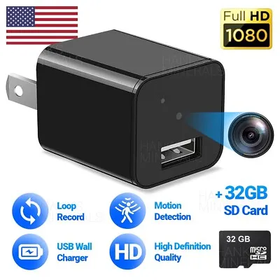 USB Wall Plug Charger Camera 1080P HD Mini Cam Motion Detection Home Security • $27.98