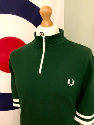 £24.99 • Buy 2XL Fred Perry 1/2 Zip Cycling Polo Shirt - XXL, Green - Mod Ska