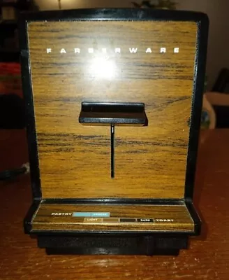 Vintage FARBERWARE 2-Slice TOASTER 292 Chrome WoodGrain Mid Century Modern • $55