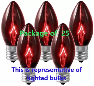 Translucent Red  INCADESCENT C-9 Bulbs Package Of 25 • $3.99