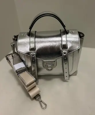 Michael Kors Manhattan Medium Women Satchel Crossbody Handbag Purse Bag Silver • $108