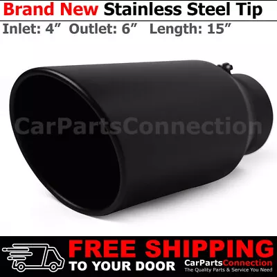 Angled Black 15 Inch Bolt On Exhaust Tip 4 In 6 Out Stainless Truck 202548 • $44.49