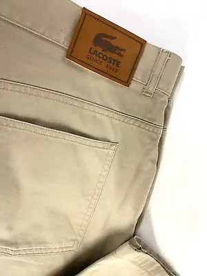 Lacoste Jeans Mens W44 L31 Size 56 Beige Straight Zip Fly 374 • £29