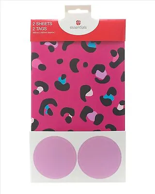 Pink Leopard Print Wrapping Paper Pack Contains 2 Sheets & Tags • £3.99