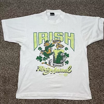 VTG Screen Stars Notre Dame T Shirt Mens Large Fighting Irish 80s 90s Football • $24.99