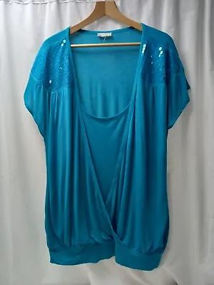 ❤️ Rogers & Rogers Green Cross Over Longline Top Size 22 Vgc • £2.99
