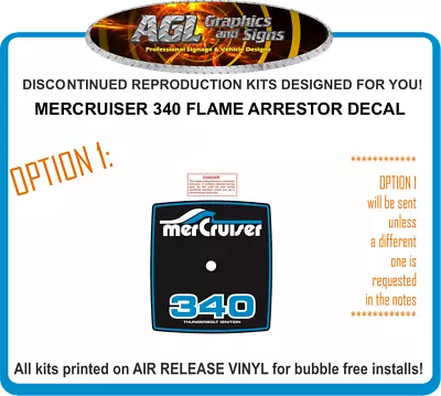 Mercruiser 340 Flame Arrestor Reproduction Decal  260 And Red Available • $13.98