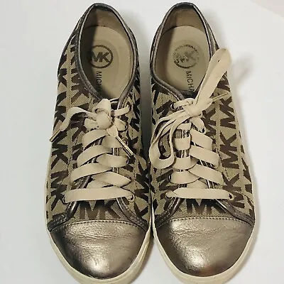 Michael Kors MK City Sneaker Signature Jacquard Bronze Size 9M Model AQ130 • $20.99