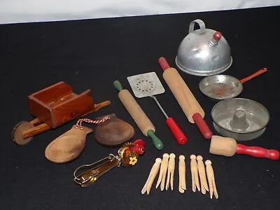 Vintage Toy Child's Kitchen Lot Rolling Pin Utensils Pretend Play (C94) • $17.99