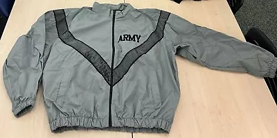 Army Military Grey Physical Fitness Uniform PT Jacket Wind Breaker Used Men’s L • $15.99