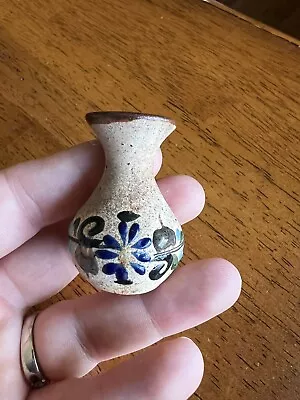 Vintage Miniature 1.75” Vase Tonala Mexico Tiny Handmade Floral Pottery Signed • $10.99