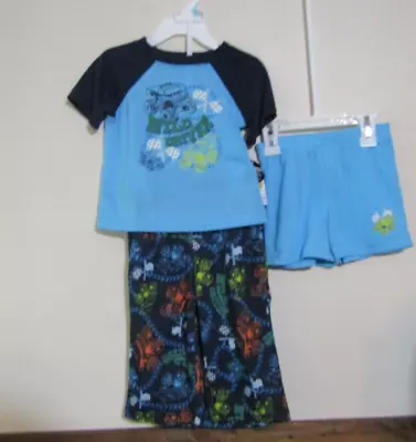 Joe Boxer 12mo Boys 3-pc Pajama Set Blue Monster Trucks Top/ Pants/shorts Nwt • $15