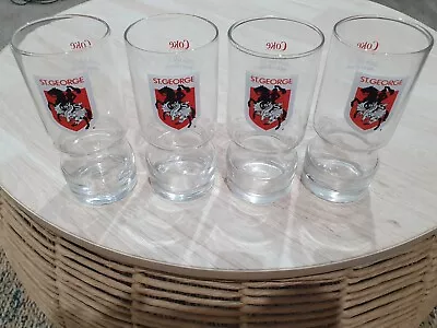 Vintage St. George Dragons Coca Cola Coke Glasses Set Of 4 RARE 1980's • $50