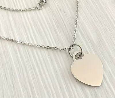 Heart Pendant Necklace With Personalised Engraving Gift Boxed • £9.95