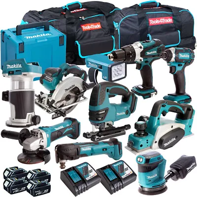 Makita 18V LXT 10 Piece Monster Tool Kit With 4 X 5.0AH Batteries Charger & Bag • £1396