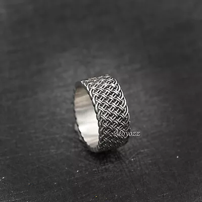 Mens Stainless Steel Celtic Knot Braided Wedding Band Ring Size 7-15 Gift • $14.99