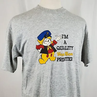 Vintage I'm A Quality Van Son Printer T-Shirt XL Gray Single Stitch Deadstock • $24.99