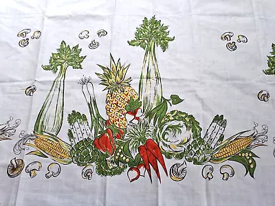 Vegetable Print Fabric Remnant  34x23 Veggies Apron Quilt Craft Celery Mushrooms • $5