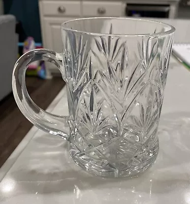 Set Of 4 ANCHOR HOCKING Clear Glass Cups PINEAPPLE DESIGN Mugs 4.25 INCH 10oz • $9.99