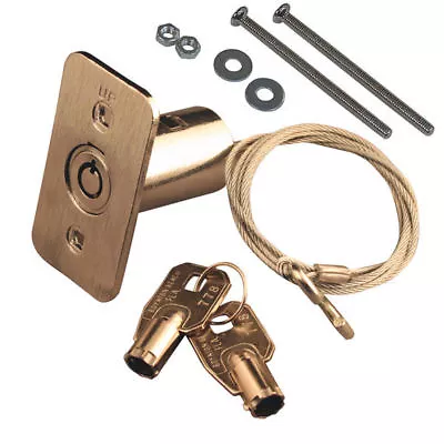 Garage Door EXTERNAL EMERGENCY Release Device  Round Key Type Lock With 3' Cable • £18.50