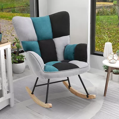 Fabric Upholstered Recliner Rocking Chair Armchair Lounge Sofa Seat Relax Rocker • £119.95