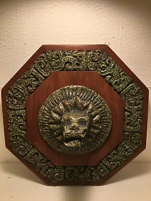 Vintage Zarebski Mayan Aztec Wall Plaque Art Mexico Carved Art ~ Serpent Head • $75