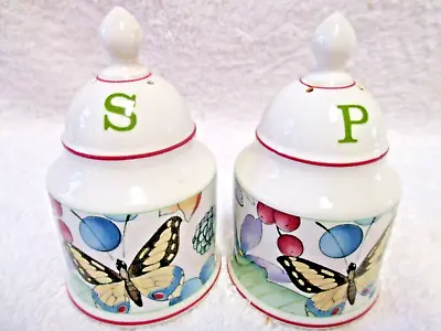 Villeroy & Boch Catalina Salt And Pepper Shakers Fruit Butterfly Border  • $19.84