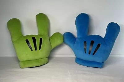 Disney Park Mickey Mouse Hands Costume Gloves Mitts Plush Blue & Green NWOT • $17.99