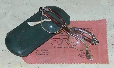 Vintage Bausch & Lomb Womens Etched Aluminum 1/10 12K GF Frame Cats Eye Glasses • $45