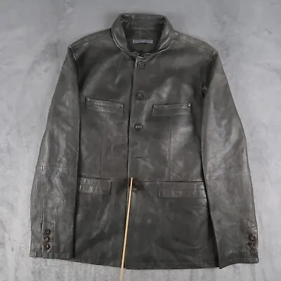 John Varvatos Vintage Inspired Leather Jacket Size 50 Carbon Gray $2198 • $382