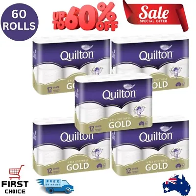 $45.99 • Buy 60X Quilton Toilet Paper Tissue Rolls 4-Ply 140 Sheets Soft White (5X12Roll=60)