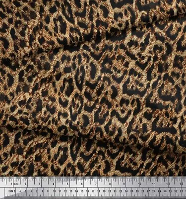 Soimoi Orange Cotton Poplin Fabric Leopard Animal Skin Print Sewing-n8M • $9