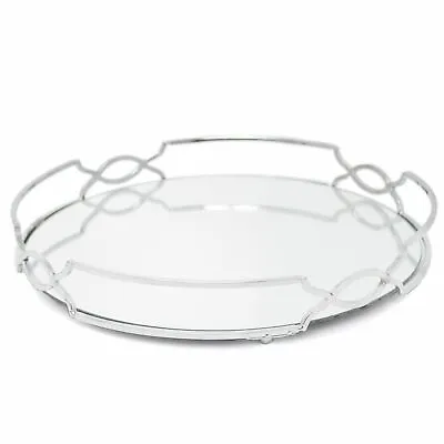 £19.99 • Buy Art Deco 30cm Silver Mirrored Candle Tray Holder - Perfume Display Organiser