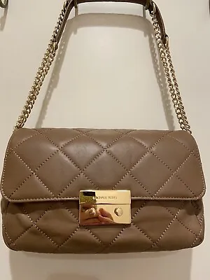 MICHAEL KORS Sloan Brown Quilted Soft Leather  Double Chain Handbag LARGE • $100