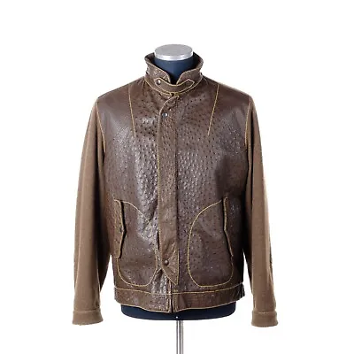 $8K NWT Hettabretz Jacket Ostrich Cashmere Leather EU:52US:42 Brown Blouson Coat • $1950